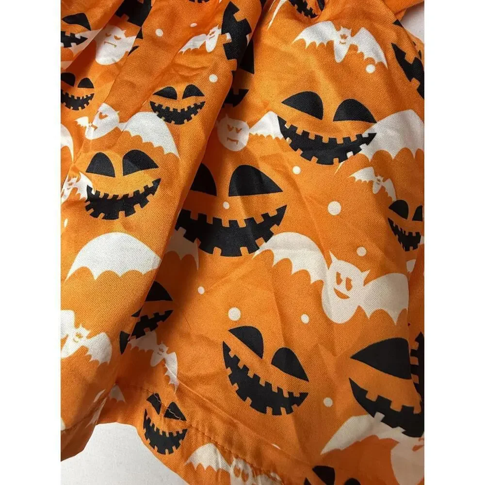 Halloween Dress Girls 18-24M Orange Pumpkin Bat Ghost Ruffle Long Sleeve Party